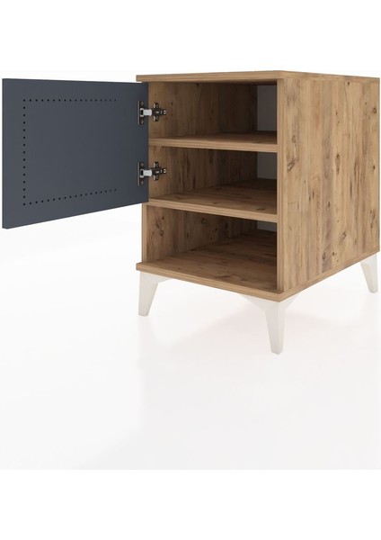 Kronos Komodin 2 Raflı Tek Kapaklı 44X59X64 Çam-Antrasit fırsatları