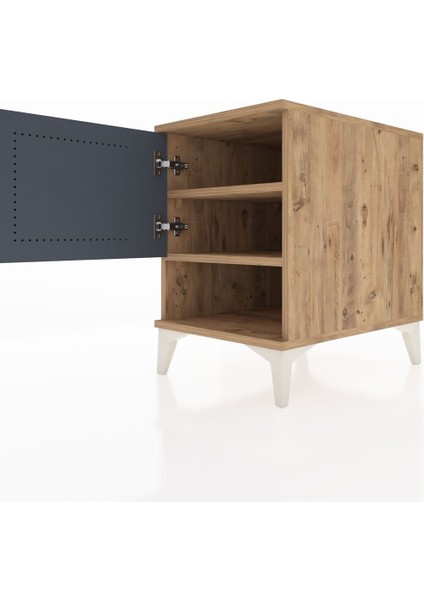 Kronos Komodin 2 Raflı Tek Kapaklı 44X59X64 Çam-Antrasit indirimleri