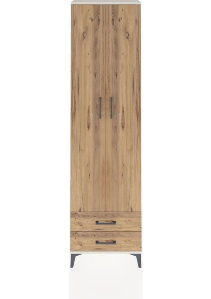 Arges Dolap 3 Raflı 2 Çekmeceli Tek Askılı 60X30X221 Aytaşı-Çam