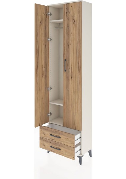 Arges Dolap 3 Raflı 2 Çekmeceli Tek Askılı 60X30X221 Aytaşı-Çam fırsatları