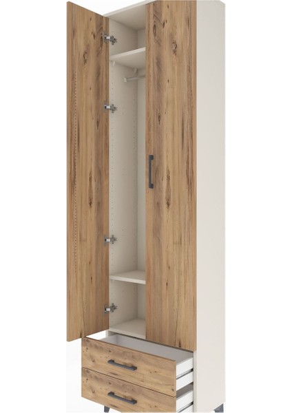 Arges Dolap 3 Raflı 2 Çekmeceli Tek Askılı 60X30X221 Aytaşı-Çam indirimleri