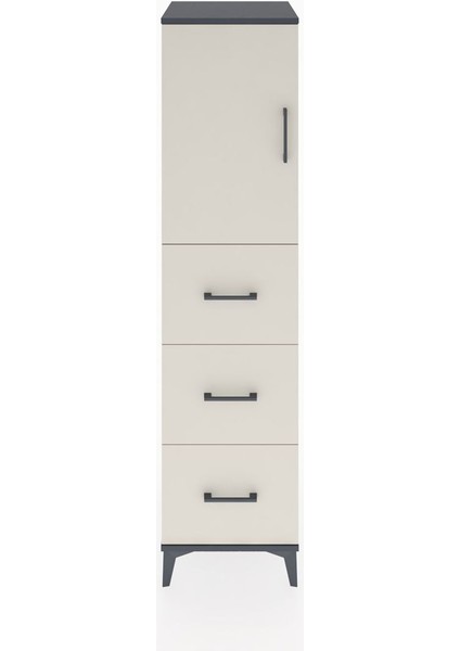 Hyperion Dolap 2 Raflı 3 Çekmeceli Tek Kapaklı 44X44X182 Antrasit-Aytaşı