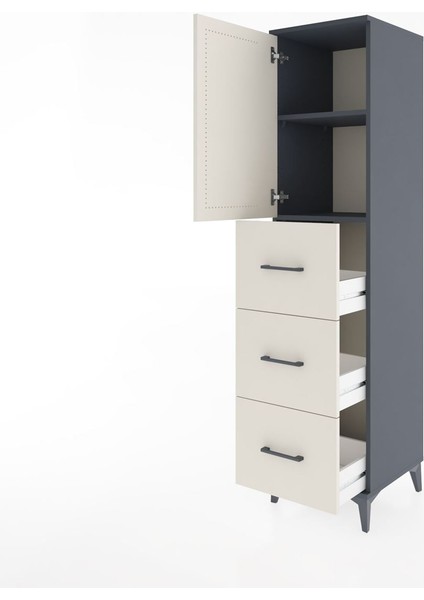 Hyperion Dolap 2 Raflı 3 Çekmeceli Tek Kapaklı 44X44X182 Antrasit-Aytaşı fırsatları