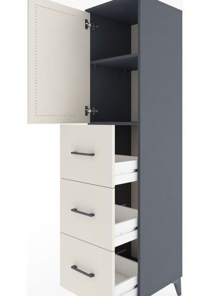 Hyperion Dolap 2 Raflı 3 Çekmeceli Tek Kapaklı 44X44X182 Antrasit-Aytaşı indirimleri