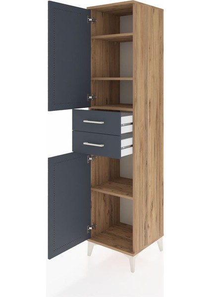 Hyperion Dolap 4 Raflı 2 Çekmeceli Tek Kapaklı 44X44X195 Çam-Antrasit fırsatları