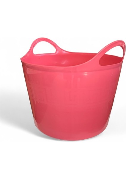 Pembe, Esnek Plastik Kova – 20 Litre, Temizlik Kovası, Esneyebilen Oyuncak ve Çamaşır Sepeti