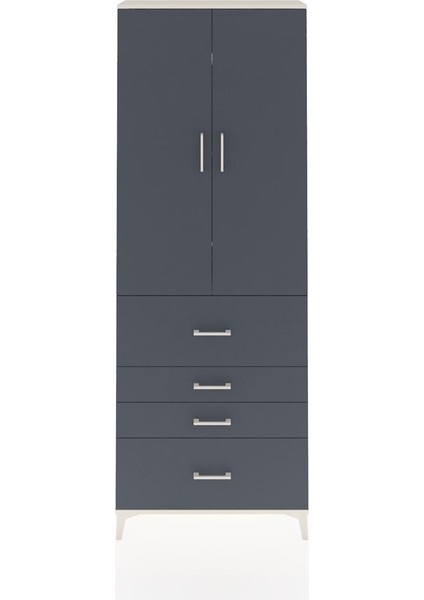 Arges Dolap 4 Raflı 4 Çekmeceli 2 Kapaklı 88X30X243 Aytaşı-Antrasit