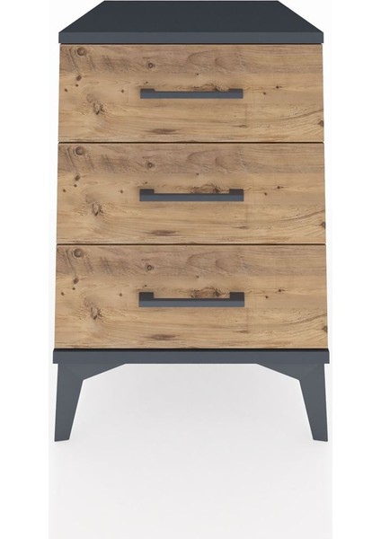 Kronos Komodin 3 Çekmeceli 44X59X64 Antrasit-Çam