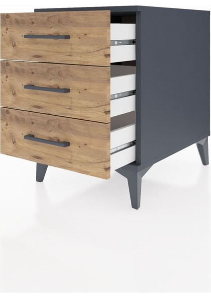 Kronos Komodin 3 Çekmeceli 44X59X64 Antrasit-Çam fırsatları