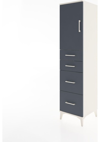 Hyperion Dolap Tek Raflı 4 Çekmeceli Tek Kapaklı 44X44X182 Aytaşı-Antrasit modelleri