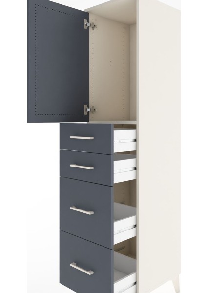 Hyperion Dolap Tek Raflı 4 Çekmeceli Tek Kapaklı 44X44X182 Aytaşı-Antrasit indirimleri