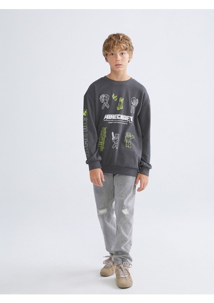 Yeni Sezon Bisiklet Yaka Minecraft Baskılı Erkek Çocuk Sweatshirt fiyatları