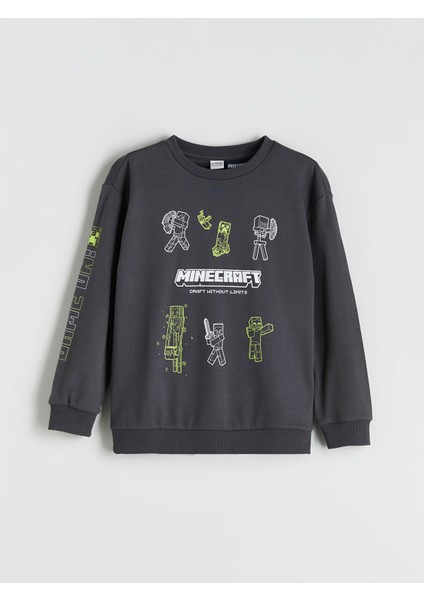 Yeni Sezon Bisiklet Yaka Minecraft Baskılı Erkek Çocuk Sweatshirt modelleri
