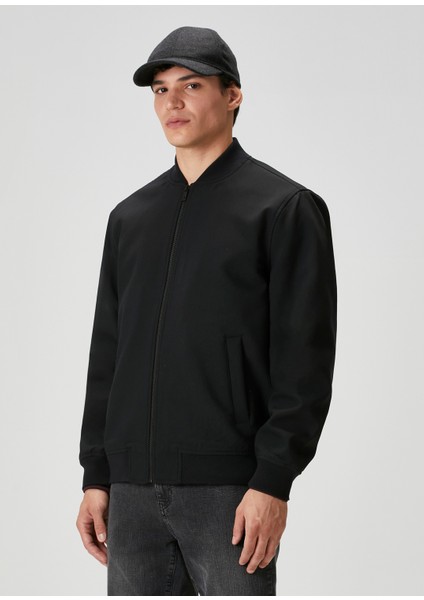 Siyah Twill Bomber Mont fırsatları