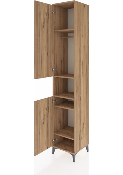 Hyperion Dolap 5 Raflı 2 Kapaklı Tek Askılı 44X44X243 Çam-Çam fırsatları