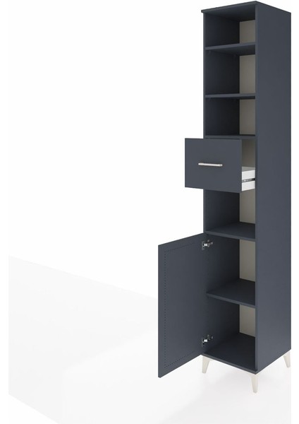 Hyperion Dolap 5 Raflı Tek Çekmeceli Tek Kapaklı 44X44X243 Antrasit-Antrasit fırsatları