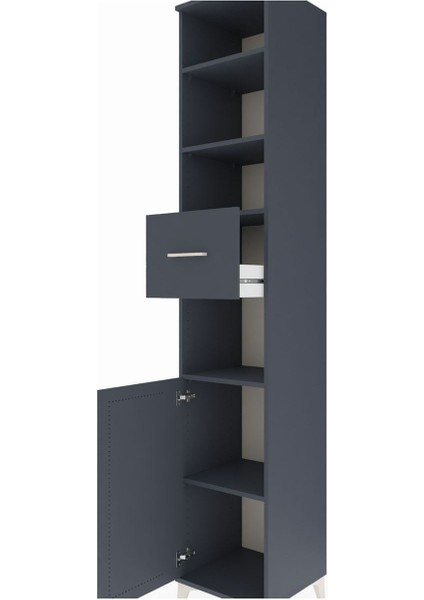 Hyperion Dolap 5 Raflı Tek Çekmeceli Tek Kapaklı 44X44X243 Antrasit-Antrasit indirimleri