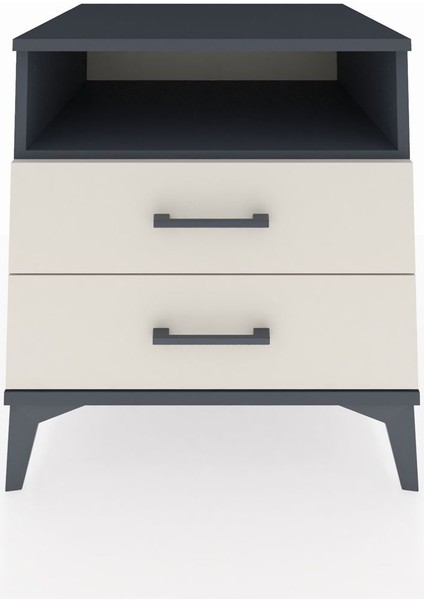 Kronos Komodin Tek Raflı 2 Çekmeceli 60X59X64 Antrasit-Aytaşı