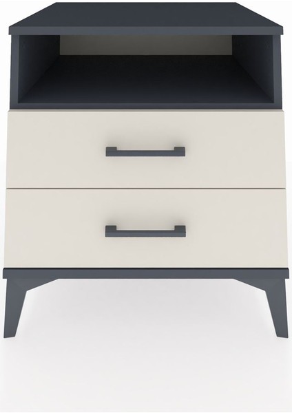 Kronos Komodin Tek Raflı 2 Çekmeceli 60X59X64 Antrasit-Aytaşı fiyatları