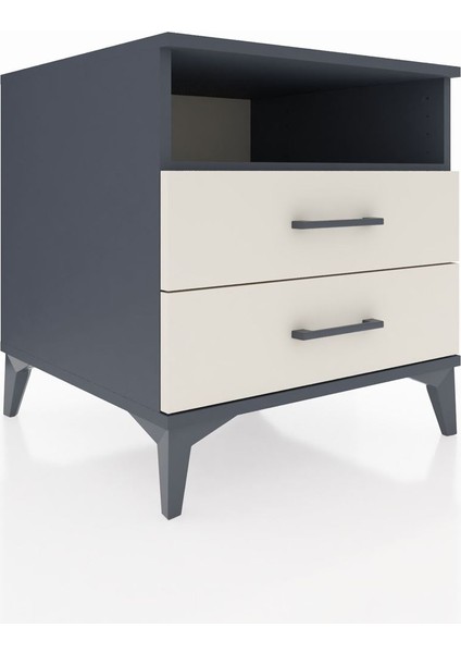 Kronos Komodin Tek Raflı 2 Çekmeceli 60X59X64 Antrasit-Aytaşı modelleri