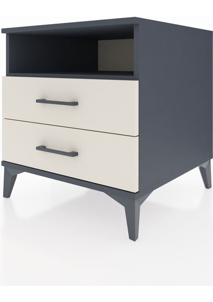 Kronos Komodin Tek Raflı 2 Çekmeceli 60X59X64 Antrasit-Aytaşı indirimleri