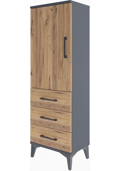 Arges Dolap 2 Raflı 3 Çekmeceli Tek Kapaklı 44X30X134 Antrasit-Çam modelleri