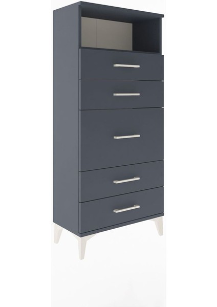 Arges Dolap Tek Raflı 5 Çekmeceli 60X30X134 Antrasit-Antrasit fiyatları