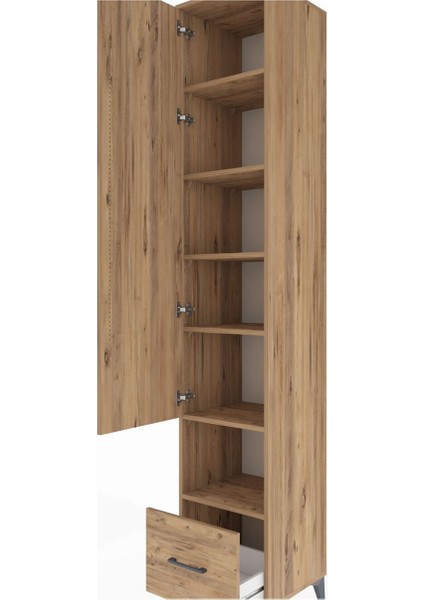 Hyperion Dolap 6 Raflı Tek Çekmeceli Tek Kapaklı 44X44X243 Çam-Çam indirimleri