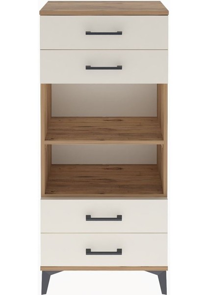 Arges Dolap 2 Raflı 4 Çekmeceli 60X30X134 Çam-Aytaşı