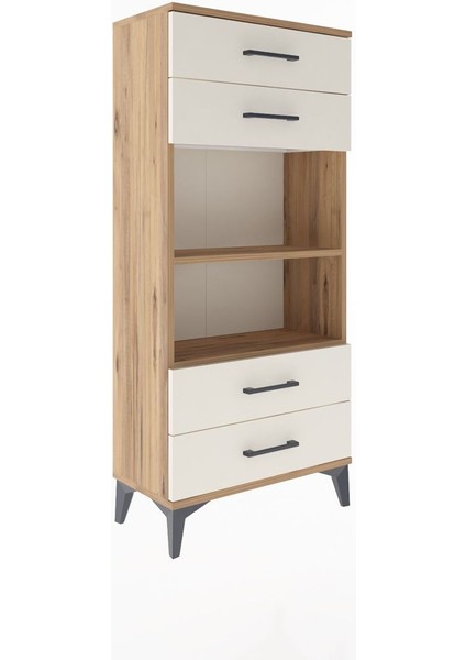 Arges Dolap 2 Raflı 4 Çekmeceli 60X30X134 Çam-Aytaşı fiyatları