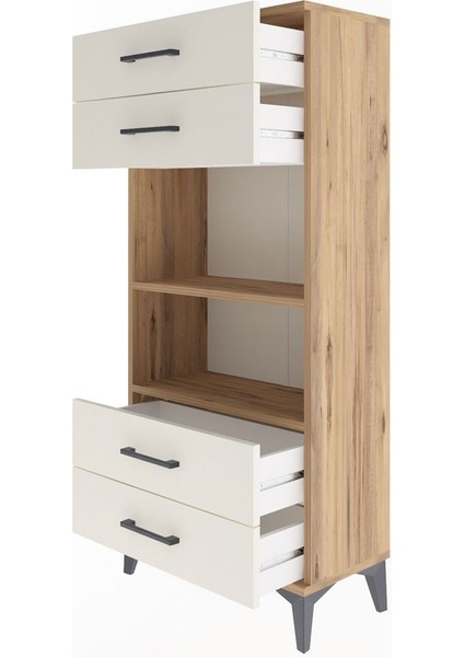 Arges Dolap 2 Raflı 4 Çekmeceli 60X30X134 Çam-Aytaşı fırsatları
