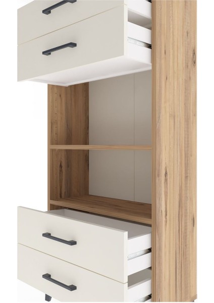 Arges Dolap 2 Raflı 4 Çekmeceli 60X30X134 Çam-Aytaşı indirimleri