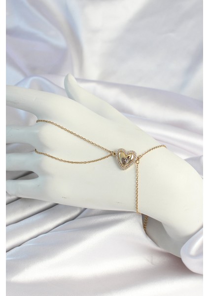 316L Çelik Zincirli Gold Renk Kalp Figürlü Şahmeran - Lisinya