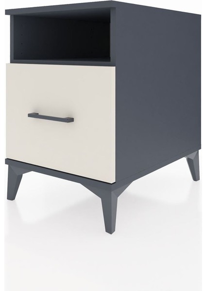 Kronos Komodin Tek Raflı Tek Çekmeceli 44X59X64 Antrasit-Aytaşı modelleri