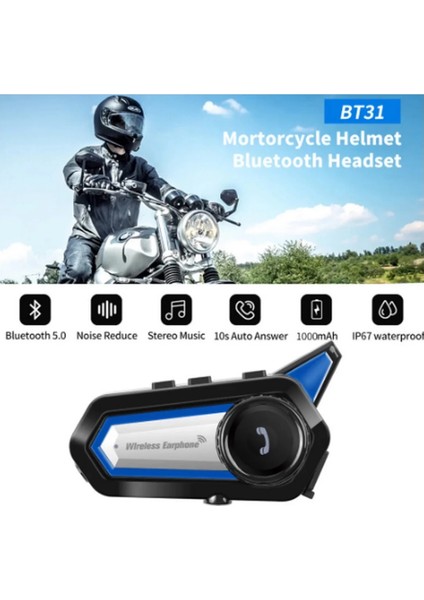 BT31 Kask Kulaklık Bluetooth 5.0 Motosiklet Interkom Su Geçirmez Kablosuz Kulaklık ( Lisinya ) indirimleri