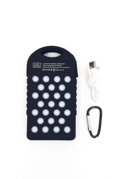 Güneş Enerjili Işıklı Solar Taşınabilir USB Girişli Şarj Cihazı Powerbank 15000 Mah ( Lisinya ) indirimleri