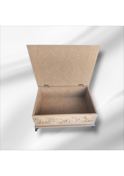 Ahşap- Ham Mdf- Desenli-Takı-Makyaj-Aksesuar-Çok Amaçlı- Ayaklı Dikdörtgen Dekoratif Kutu modelleri