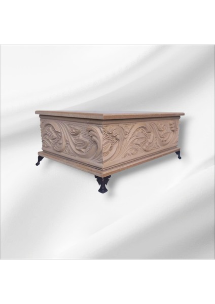 Ahşap- Ham Mdf- Desenli-Takı-Makyaj-Aksesuar-Çok Amaçlı- Ayaklı Dikdörtgen Dekoratif Kutu fırsatları