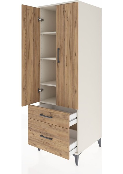 Kronos Dolap 4 Raflı 2 Çekmeceli 2 Kapaklı 60X59X182 Aytaşı-Çam fırsatları