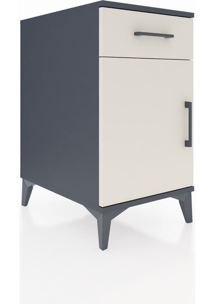 Kronos Komodin Tek Raflı Tek Çekmeceli Tek Kapaklı 44X59X80 Antrasit-Aytaşı fiyatları