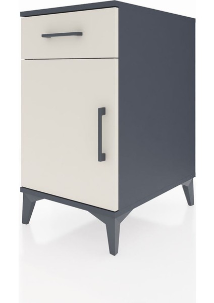 Kronos Komodin Tek Raflı Tek Çekmeceli Tek Kapaklı 44X59X80 Antrasit-Aytaşı modelleri