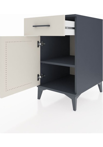 Kronos Komodin Tek Raflı Tek Çekmeceli Tek Kapaklı 44X59X80 Antrasit-Aytaşı fırsatları