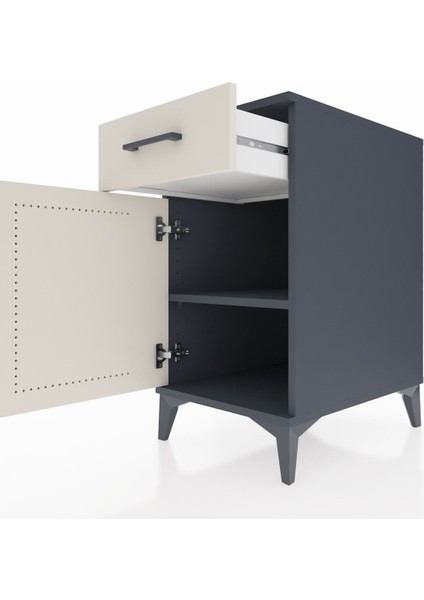 Kronos Komodin Tek Raflı Tek Çekmeceli Tek Kapaklı 44X59X80 Antrasit-Aytaşı indirimleri