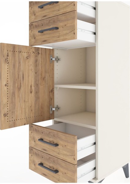 Hyperion Dolap 2 Raflı 4 Çekmeceli Tek Kapaklı 44X44X134 Aytaşı-Çam indirimleri