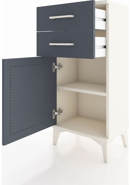 Arges Komodin Tek Raflı 2 Çekmeceli Tek Kapaklı 44X30X96 Aytaşı-Antrasit fırsatları