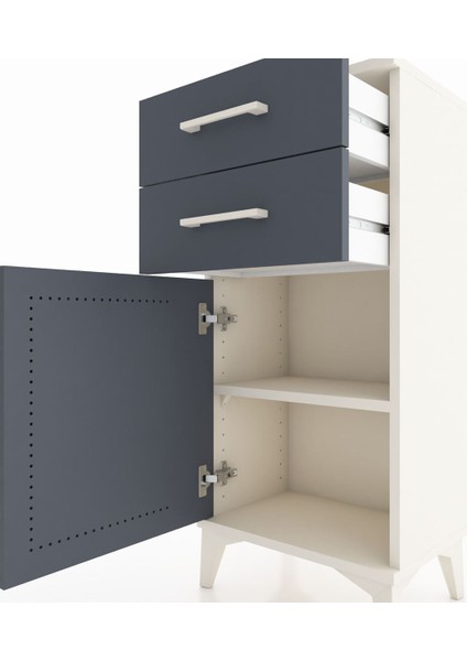 Arges Komodin Tek Raflı 2 Çekmeceli Tek Kapaklı 44X30X96 Aytaşı-Antrasit indirimleri