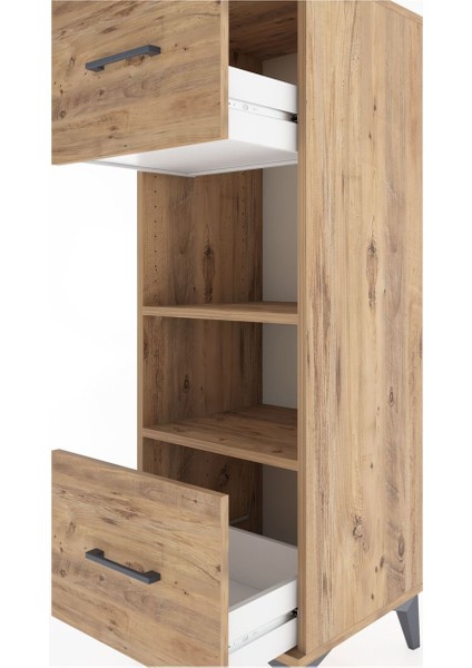 Hyperion Dolap 2 Raflı 2 Çekmeceli 44X44X134 Çam-Çam indirimleri