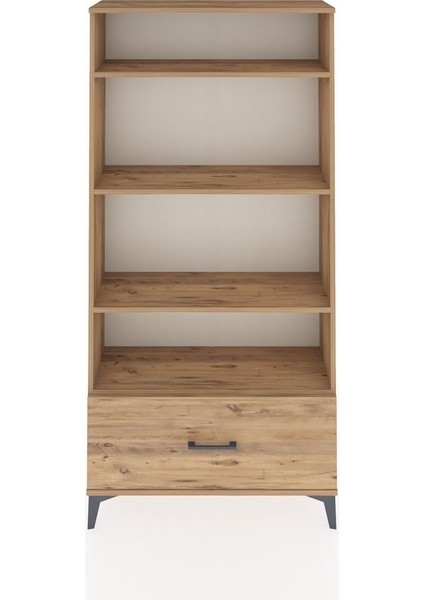 Arges Dolap 4 Raflı Tek Çekmeceli 88X30X182 Çam-Çam