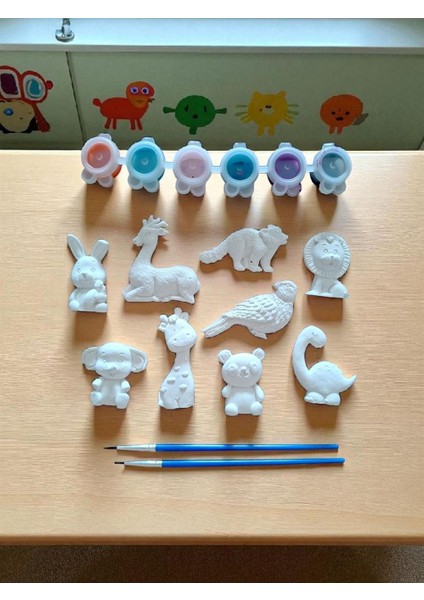 17 Parça Hayvanlı Seramik Boyama Seti