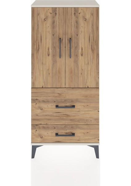 Hyperion Dolap Tek Raflı 2 Çekmeceli 2 Kapaklı 60X44X134 Aytaşı-Çam